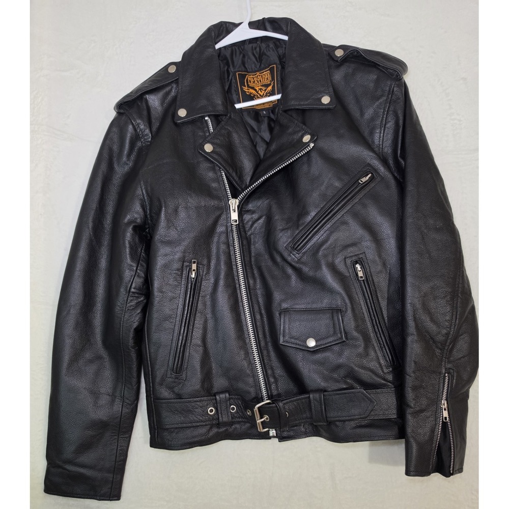 Milwaukee Leather LKM1781 Black Genuine Leather Motorcycle Biker Jacket Men's L
